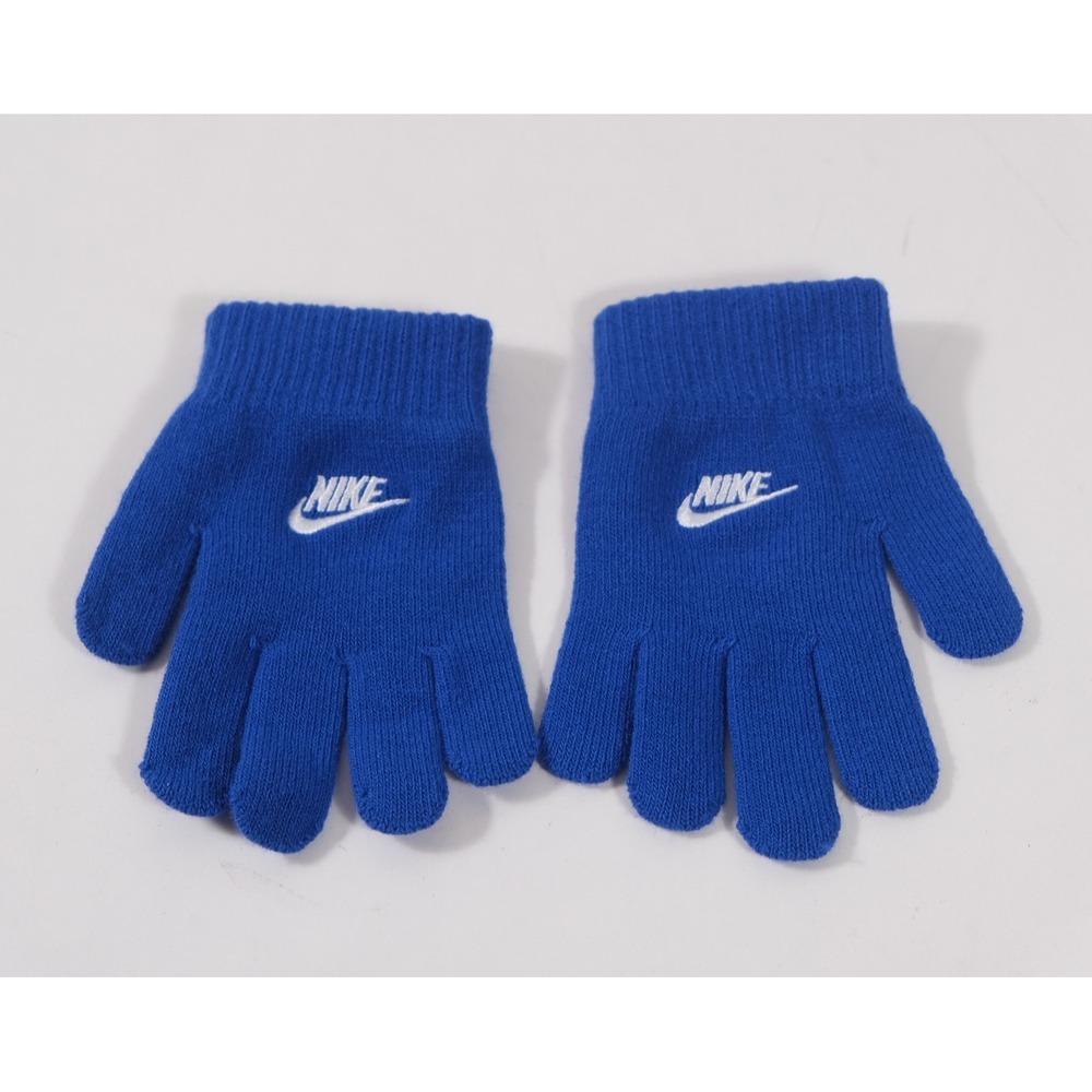 Nike Gloves Kids OS Royal Blue Embroidered Swoosh Logo Knit Sporty Warm 2961-U89